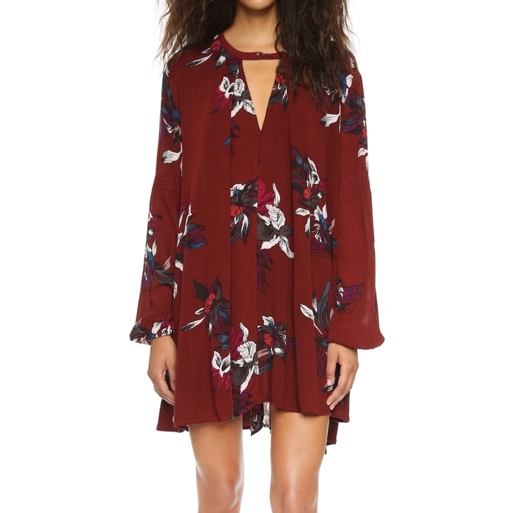 Free People Tree Swing Dress in Scarlet Combo